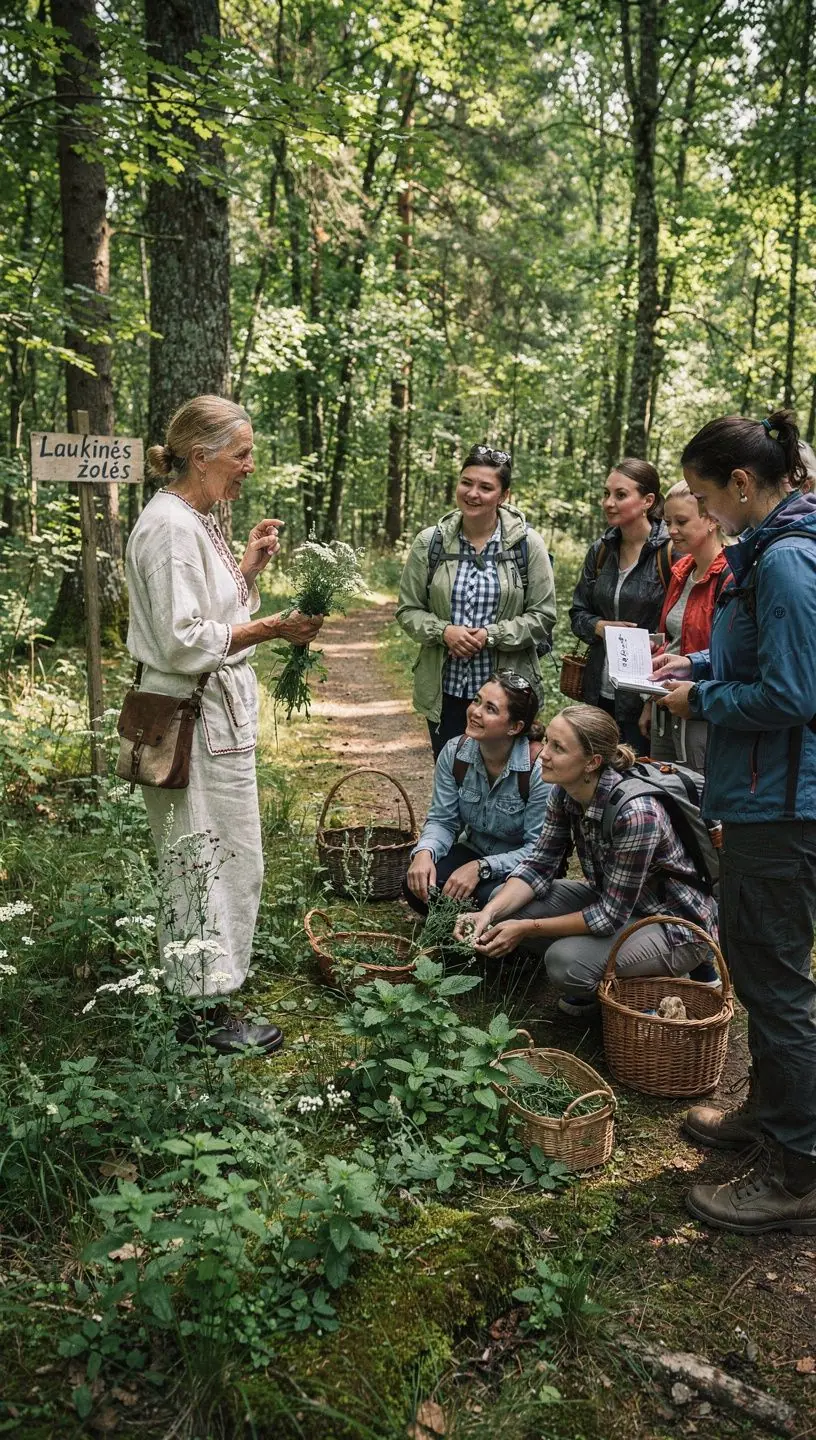 Tradicinės arbatos puodelis su žolelių užpilu ant medinio stalo.